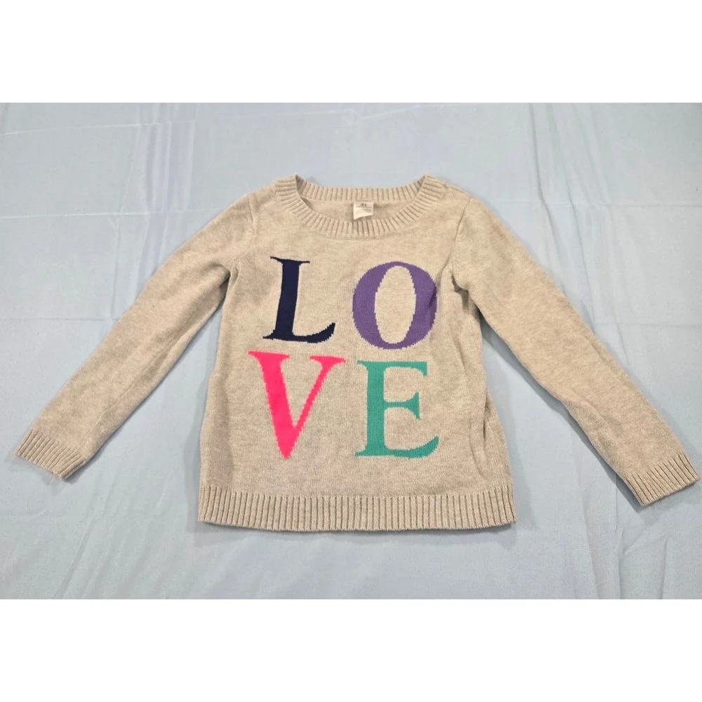 Carters Toddler Girls Gray Knit LOVE Graphic Sweater Size 4T Pullover